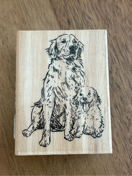 Recollections Other - Golden Dog Woodblock Stamp - Recollections Natural Wood with Red Rubber